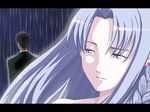  1girl blue_eyes blue_hair caster fate/stay_night fate_(series) fukurou kuzuki_souichirou rain 