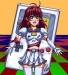  blush cowboy_shot game_boy game_boy-tan handheld_game_console masao oekaki original personification product_girl red_hair smile solo thighhighs zettai_ryouiki 