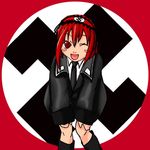  artist_request blush_stickers copyright_request hairband lowres nazi one_eye_closed red_eyes red_hair solo swastika world_war_ii 