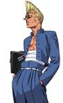  briefcase glasses gouketsuji_ichizoku kuno_buntarou lowres male_focus matrimelee nakano_tomokazu official_art pompadour solo 