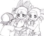  akazutsumi_momoko artist_request goutokuji_miyako greyscale hyper_blossom lowres matsubara_kaoru monochrome multiple_girls powered_buttercup powerpuff_girls_z rolling_bubbles sketch 