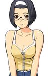  breasts cleavage glasses hairband lowres medium_breasts original solo yizumi 