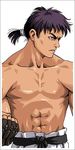  abs chest dougi fingerless_gloves gloves gouketsuji_ichizoku lowres male_focus matrimelee muscle nakano_tomokazu official_art ooyama_reiji ponytail purple_hair shirtless short_ponytail solo 