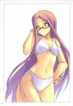  bikini blush duplicate fate/stay_night fate_(series) glasses long_hair non-web_source pink_eyes pink_hair purple_eyes purple_hair rider shingo_(missing_link) solo swimsuit very_long_hair 