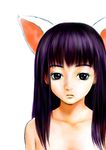  animal_ears black_eyes cat_ears flcl long_hair nekoi_mie ninamori_eri nude portrait purple_hair solo 