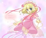  blonde_hair bow dress flower hina_ichigo pink_bow ribbon rozen_maiden solo 