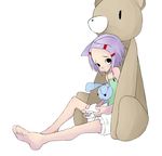  animal_ears cat_ears copyright_request kimura_akiyoshi playing_games solo stuffed_animal stuffed_toy teddy_bear video_game 