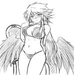  angel_wings bikini blush breath_of_fire breath_of_fire_ii dr.p greyscale long_hair monochrome nina_(breath_of_fire_ii) solo swimsuit wings 