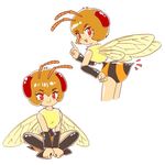  antennae brown_hair copyright_request insect_girl monster_girl pukao short_hair wings 