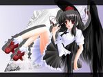  bangs black_wings geta hat looking_at_viewer open_mouth shameimaru_aya shirotsuki_kouta smile solo tengu-geta tokin_hat touhou wings 