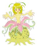  breasts copyright_request green_hair jpeg_artifacts monster_girl plant_girl pukao red_eyes small_breasts solo tentacles 