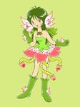  boots copyright_request flower green_eyes green_footwear green_hair long_hair plant_girl pukao solo 