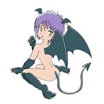  blush copyright_request demon_girl head_wings nude pukao purple_hair short_hair solo tail wings yellow_eyes 