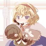  ahoge alice_margatroid bad_id bad_pixiv_id blonde_hair blue_eyes capelet character_doll doromizu eating food hairband hat jitome kirisame_marisa lonely mouth_hold pocky short_hair solo touhou witch_hat 
