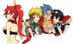  1girl 3boys huddle kamina kittan multiple_boys simon tengen_toppa_gurren-lagann tengen_toppa_gurren_lagann yoko_littner yoko_ritona 