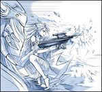  cosmos_(dff) dissidia_final_fantasy final_fantasy gun helmet high_heels long_hair machine_gun shoes warrior_of_light weapon 