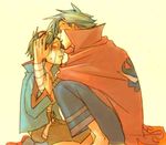  2boys good_end kamina lowres manly_tears multiple_boys simon tengen_toppa_gurren-lagann tengen_toppa_gurren_lagann 