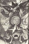  @_@ chouginga_gurren-lagann greyscale highres king_kittan kittan male_focus mecha monochrome multiple_boys official_art ringed_eyes scan screaming shinagawa_hiroki simon spiral tengen_toppa_gurren_lagann 