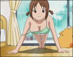  breasts brown_eyes brown_hair gif pushups smile sweat 