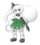  black_hairband bloomers blue_eyes bob_cut crossed_arms flower ghost hairband katana konpaku_youmu konpaku_youmu_(ghost) mary_janes nice ribbon scabbard sheath sheathed shoes short_hair solo sword touhou underwear weapon white_hair 