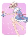  alice_margatroid bad_id bad_pixiv_id barefoot blonde_hair blue_eyes doll feet full_body hands holding_hands huazang shanghai_doll short_hair simple_background solo touhou 