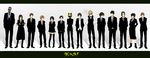  6+boys animal_helmet black_hair black_legwear blonde_hair bow bowtie brown_hair celty_sturluson cigarette durarara!! everyone formal ghost_in_the_shell ghost_in_the_shell_lineup ghost_in_the_shell_stand_alone_complex glasses hat heiwajima_shizuo helmet highres kadota_kyouhei karisawa_erika kida_masaomi kishitani_shinra letterboxed lineup long_hair multiple_boys multiple_girls necktie orihara_izaya pantyhose parody ryuugamine_mikado short_hair simon_brezhnev skirt smile smoke smoking sonohara_anri suit sunglasses thighhighs togusa_saburou tsuyuxxx vest yagiri_namie yagiri_seiji yumasaki_walker zettai_ryouiki 