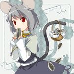  animal_ears basket gochou_(atemonai_heya) grey_hair jewelry mouse mouse_ears mouse_tail nazrin pendant red_eyes seed short_hair solo sunflower_seed tail touhou 