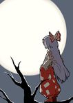  bad_id bad_pixiv_id bow fujiwara_no_mokou full_moon hair_bow long_hair moon pants solo suspenders touhou ume_(noraneko) white_hair 