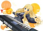  blonde_hair blue_eyes blush character_name highres instrument k-on! keyboard_(instrument) kotobuki_tsumugi long_hair nashigami_tsubute solo 