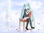  aqua_eyes aqua_hair flowers hatsune_miku long_hair petals twintails vocaloid 