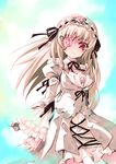  blonde_hair cosplay dress eyepatch frills fusion hairband kirakishou long_hair red_eyes rozen_maiden solo suigintou suigintou_(cosplay) tousen 