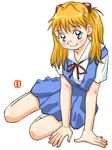  blonde_hair blue_eyes ikurumi_kaoru neon_genesis_evangelion school_uniform serafuku sit sitting soryu_asuka_langley twintails 