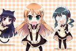  @_@ alternate_costume anger_vein animal_ears bad_id bad_pixiv_id black_hair blue_hair cat_ears enmaided glasses gokou_ruri green_eyes hooves kousaka_kirino maid makishima_saori multiple_girls neon_(neonknight) orange_hair ore_no_imouto_ga_konna_ni_kawaii_wake_ga_nai pantyhose red_eyes tail twintails 