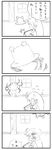  4koma comic commentary greyscale headcrab highres kedamono_kangoku-tou kochiya_sanae monochrome pyonta touhou translated 