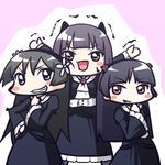  animal_ears black_hair blush_stickers cat_ears cheek_squash cosplay crossover dress flower gokou_ruri gokou_ruri_(cosplay) gothic_lolita grin hair_flower hair_ornament hairband lolita_fashion moja_(gibson) mole mole_under_eye multiple_girls ore_no_imouto_ga_konna_ni_kawaii_wake_ga_nai purple_hair red_eyes saten_ruiko smile to_aru_kagaku_no_railgun to_aru_majutsu_no_index working!! yamada_aoi 