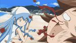  animated animated_gif blue_hair brown_hair dress ikamusume lowres multiple_girls nagatsuki_sanae shinryaku!_ikamusume tentacle_hair 