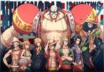  6+boys abs afro antlers bad_id bad_pixiv_id banned_artist bikini_top black_hair blonde_hair blue_hair breasts brook cigarette cleavage crossed_arms crown cyborg eyewear_on_head formal franky goggles goggles_around_neck green_hair guitar hat instrument kurkoboltsi long_hair medium_breasts monkey_d_luffy multiple_boys multiple_girls nami_(one_piece) necktie nico_robin one_piece orange_hair roronoa_zoro sanji scar skeleton smile smoking straw_hat suit sunglasses suspenders tony_tony_chopper usopp 