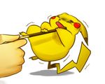  gen_1_pokemon lowres pikachu pocky pokemon pokemon_(creature) solo_focus tea-child trembling 