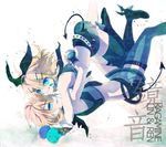  1girl :q bad_id bad_pixiv_id blonde_hair blue_eyes brother_and_sister demon_tail fingerless_gloves food gloves hair_ornament hair_ribbon hairclip hug ice_cream kagamine_len kagamine_rin nishi_(ainshaie) panties ribbon see-through short_hair siblings skirt smile tail thighhighs tongue tongue_out twins underwear vocaloid 