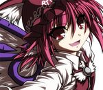  animal_ears elehime face hat mystia_lorelei pink_hair red_eyes short_hair solo touhou wings 