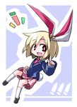  animal_ears blazer blonde_hair bunny_ears bunny_tail chibi cosplay if_they_mated jacket kugelschreiber necktie pleated_skirt red_eyes reisen_udongein_inaba reisen_udongein_inaba_(cosplay) rumia short_hair skirt solo tail touhou 