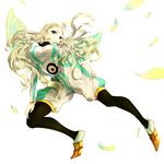  blue_eyes breasts deba feathers green_hair guel inazuma_eleven inazuma_eleven_(series) large_breasts pantyhose pose solo wings 