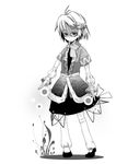  arm_warmers greyscale mizuhashi_parsee monochrome pointy_ears scarf short_hair solo tomekami touhou 