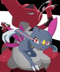  claws pokemon red_eyes simple_background sneasel waruvial 