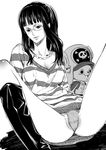  boots breasts cleavage glasses hat highres jewelry jumper large_breasts lingerie necklace nico_robin one_piece tony_tony_chopper underwear 