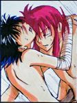  2boys black_hair hiei kurama lowres male male_focus male_only multiple_boys qvga red_hair yaoi yu_yu_hakusho yuu_yuu_hakusho 