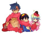  2boys bad_id bad_pixiv_id boota kamina knitting multiple_boys nia_teppelin scarf shared_scarf simon simple_background tengen_toppa_gurren_lagann zorim 