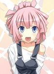  :d bad_id bad_pixiv_id blue_eyes blush off_shoulder open_mouth pink_hair samegami smile solo star_driver suspenders you_mizuno 
