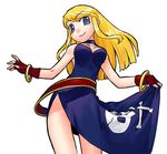  bare_shoulders blonde_hair blue_eyes blush bonne_jenet bracelet china_dress chinese_clothes dress fatal_fury fingerless_gloves gloves hirai_yukio jewelry long_hair looking_at_viewer mark_of_the_wolves sidelocks simple_background snk solo white_hair 
