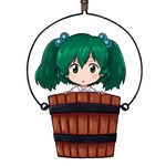  :o airis bucket child green_eyes green_hair hair_bobbles hair_ornament in_bucket in_container kisume solo touhou twintails wooden_bucket 